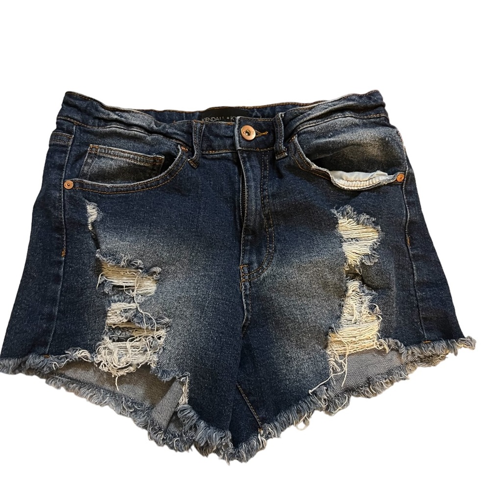 Kendall and Kylie distressed denim medium wash shorts. Size: 5/27